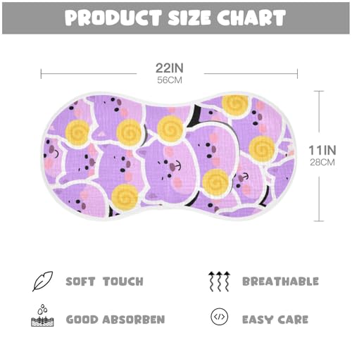 Cartoon Cute Purple Animal Cotton Burp Cloths Baby Breathable Baby spit up Cloth for Babies boy and Girl Set of 2, 22x11in4