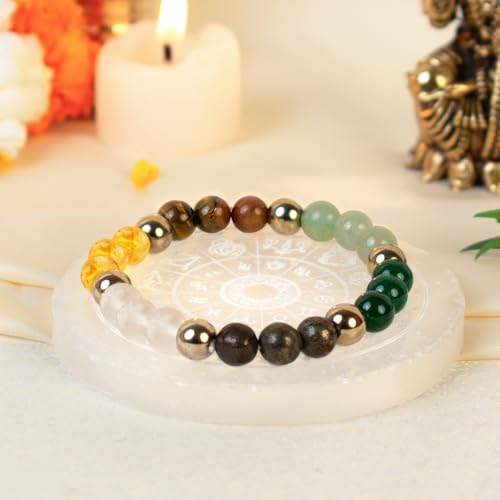 Image of Astrotalk Dhan Yog Bracelet |Attracts Wealth & Prosperity | Manifest Wealth with Citrine, Jade, Tiger Eye, Clear Quartz & Pyrite Stone | Bracelet for Man & Woman | Gift for Man & Woman