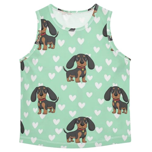 J JOYSAY Valentine Dog Green Boys Tank Top Sleeveless Muscle Shirts Quick Dry Active Sport Workout Kids T-Shirts 3-15T