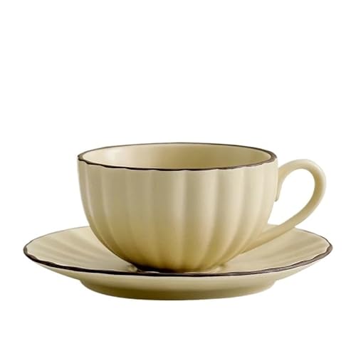 Generico Set Tazzine Caffè,Tazzine Caffe con Piattino Tazza da caffè e piattino in ceramica semplice tazza latte di alto valore casa creativa tè inglese pomeridiano set tazze(A)