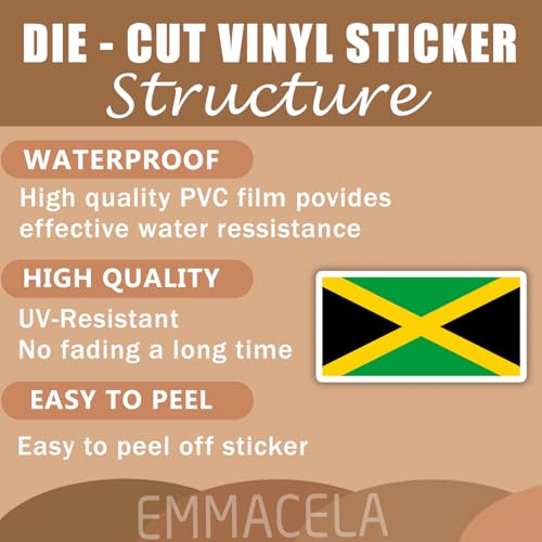 Image of (3PCS) Jamaica Flag stickers, Countries Flag Stickers - Waterproof Vinyl Decals For Laptops, Tumblers, Water Bottles, Books, Scrapbooks, Size 3 x 1.6 Inch