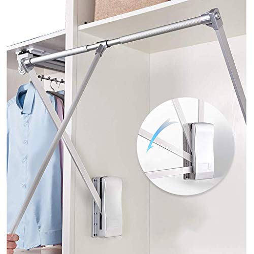 Percha de elevación desplegable de ancho ajustable para perchero de ropa para armario, estante de ropa de retorno suave L0Y0J1 (tamaño: 450-600 mm)