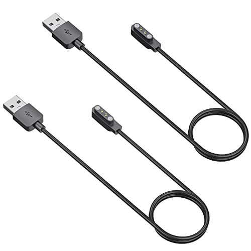 TiMOVO USB Ladekabel, 2 Stück Smartwatch Ladegerät Kompatibel mit YAMAY SW022 AGPTEK LW11 Ticwatch GTX/CXB01/Imlab kw66 Magnetisch Ladekabel 100cm Ersatz Ladegerät Kabel für Smart Watch, Schwarz
