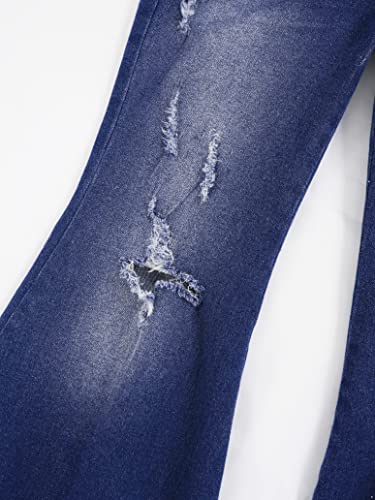 Youth Girls Vintage Ripped Bell Bottoms High Waist Denim Pants Stretchy Flare Jeans Casual Trousers Jeggings Pant4