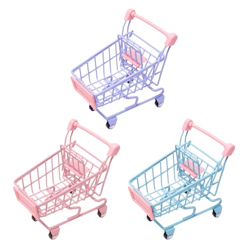 Bofanze 3 Pièces Mini Caddie de Courses Caddie Miniature en Métal Supermarché de Chariot de Caddie Mini Panier à Provisions Les Snacks, Les Cosmétiques,...
