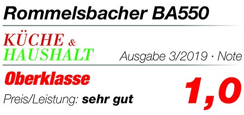 Foto von ROMMELSBACHER Brotbackautomat BA 550-13 Programme, automatisches Zutatenfach, 2 Brotgrößen (700 g / 900 g), einstellbarer Bräunungsgrad in 3 Stufen, auch für glutenfreies Brot, Edelstahl/schwarz