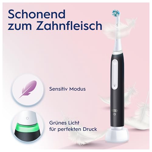 Oral-B iO Series 3 Elektrische Zahnbürste, Electric Toothbrush, 3 Putzmodi für Zahnpflege, Magnet-Technologie, Reiseetui, Designed by Braun, TESTSIEGER Stiftung Warentest (12, 2024), Matt Black – Bild 5