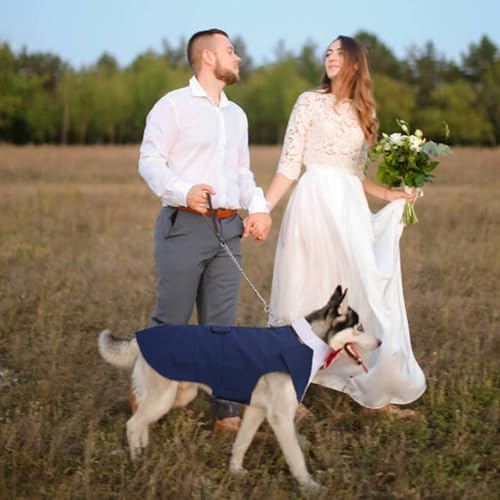 DORA BRIDAL Dog Tuxedo for Small Dogs,Dog Suit and Bowtie, Formal Dogs Wedding Outfit, Pet Tuxedo and Bandana Set Valentines Birthday Christmas Party Costumes for French Bulldog, Pomeranian, Blue,S - Image 6