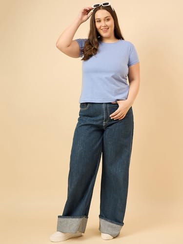 Image of CUPID Women Plus Size Comfortable Cotton Casual T-Shirt, Sleep, Night, Yoga, Daily Gym n Lounge Wear Short Tops for Ladies