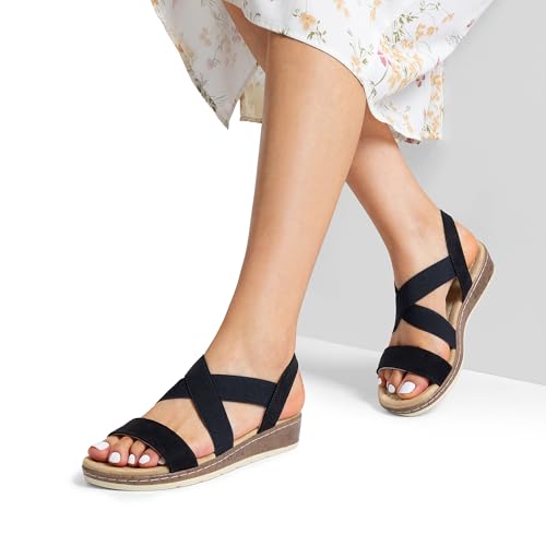 Image of DREAM PAIRS Women's Ankle Strap Low Wedge Sandals