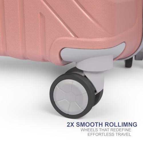 Image of Small Cabin Suitcase Rose Gold Polypropylene Hard Shell Trolley Bag with 360 Degree 8 Spinner Wheels and Number Lock, 54 cm