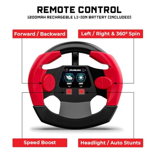 Image of Mirana Warrior 360 Degree Rotating Stunt RC Car Toy for Kids | High Speed Steering Remote Control Vehicle | USB Type-C Rechargeable for Boys and Girls | Made in India (Red)