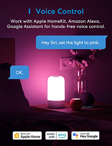Meross Smart Lamp WiFi Table Lamp Compatible with Apple HomeKit, Alexa, Google Home, Bedside Touch Lamp RGBWW Color Voice Remote app Control (2.4GHz WiFi Only) - Image 4