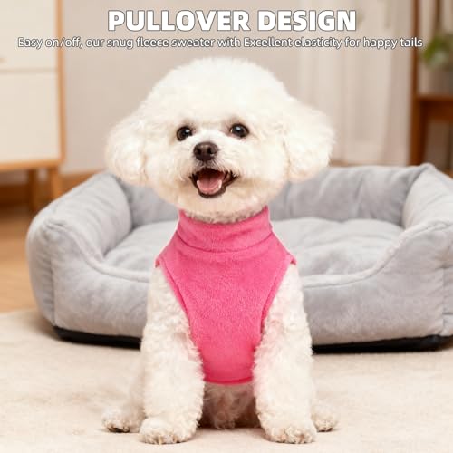 Image of PUPTECK 3 Pack Fleece Dog Vest Sweaters Winter Coat for Small Dogs, Pullover Jacket Pet Cat Fall Clothes Puppy Sweatshirt for XS S Medium Girl Dogs, Fuchsia&Pink&Purple, M