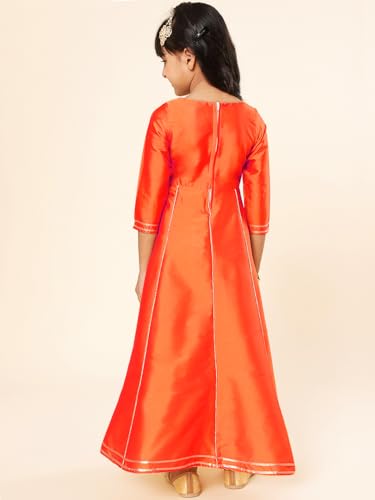 Image of A.T.U.N. (ALL THINGS UBER NICE) Girls Woven Design Gota Jacket Maxi Anarkali Gown