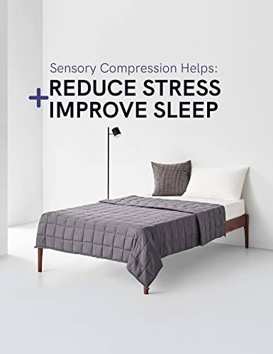 YnM Weighted Blanket — Heavy 100 Percent Oeko-Tex Certified Cotton Material with Premium Glass Beads (Dark Grey, 60''x80'' 17lbs), Suit for One Person(~160lb) Use on Queen/King Bed