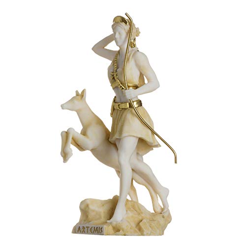 Estatua Diosa Artemisa Diana Griega Alabastro 17 cm miniatura 3