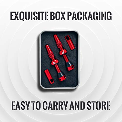 Image of BWSHLF Tubeless Presta Valve Stem 40 /44 /55 /60 /65 /80 /100 mm, Super Light Alloy Presta Valve Stem Kit with Valve Core Remover Tool and Valve Stem Caps - Multiple Color and Size Options(Pair)