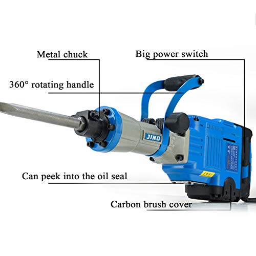 Abbruchhammer HD125, 1700 W, 65 J, Sechskant Aufnahme, Zubehör Meisselhammer Stemmhammer Und Metall-Transportkoffer – Bild 7