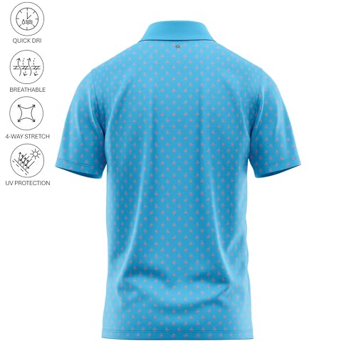 Tropical Hawaiian Golf Polo Shirt – Men Sizes S Thru 5XL Performance Moisture Wicking Dri Fit Flamingo Resort Wear Pickleball3