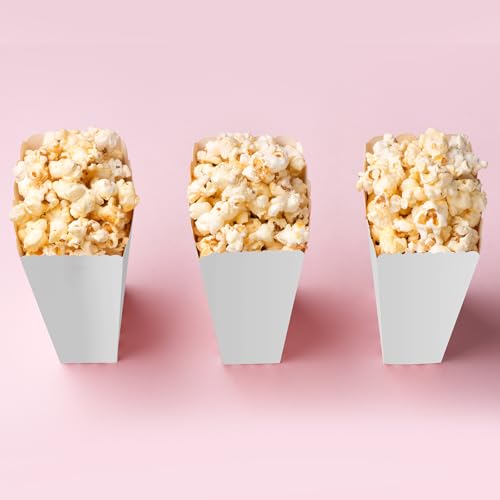 Image of 50 Pcs White Popcorn Boxes Mini Paper Popcorn Box Cardboard Popcorn Container for Party Disposable Snack Candy Popcorn Bags Popcorn Holder for Movie Nights Birthday Wedding (White)