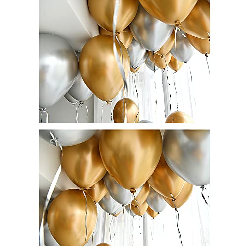 Image of KBZVNAF Gold Metallic Chrome Latex Balloons 50 Pack 12 inch