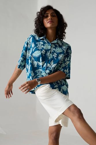 Image of Leriya Fashion Women's Floral Print Summer Shirt| Short Sleeve Button Down Casual Blouse| Lightweight Beach Vacation Top for Women