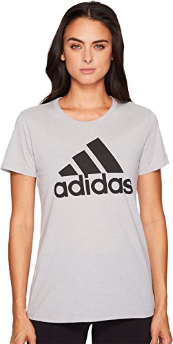 adidas Women's Badge of Sport Classic Tee, Medium Grey Heather/Black, Small