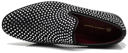 Image of SPK26 Men's Vintage Velvet Rhinestone Designer Dress Loafers Slip On Shoes Classic Tuxedo Dress Shoes