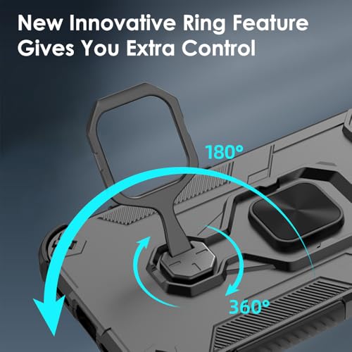 Image of TheGiftKart Tough Armor Bumper Back Case Cover for Nothing Phone 4a 5G | Ring Holder & Kickstand in-Built | 360 Degree Protection Back Case Cover for Nothing Phone 4a 5G (PC & TPU, Black)