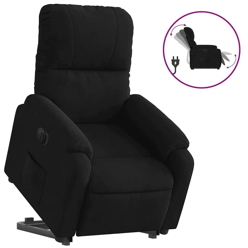 Sillón de relax con ayuda eléctrica para levantarse, tejido de microfibra, respaldo ajustable de 135 grados, bolsillo lateral y para personas de hasta 110 kg