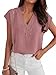 ANRABESS Women Tops Cap Sleeve Dressy Casual V Neck Shirts 2026 Summer Business Work Blouses Outfits Trendy Spring Clothing Dusty Rose Medium