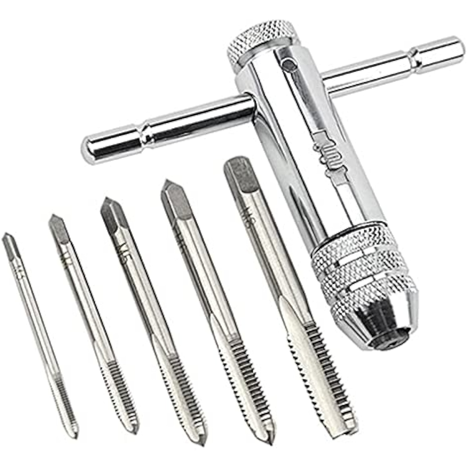 LIKENNY ねじタップ ラチェット タップホルダー T型 ハンドル タップレンチ 接続 タップハンドル 工具 セット 穴あけ 調整可能 M3 M4 M5 M6 M8 ねじ切りタッピングハンド ハンドタッピング作業用 詳細画像1