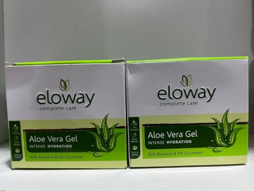 Image of ALOEVERA GEL for Intense Hydration | 90% Pure Aloe Vera & 5% Cucumber Extract | Soothes, Cools & Nourishes Skin | Non-Sticky, Lightweight Formula | (Pack of 2 x 100g) | For All Skin Types