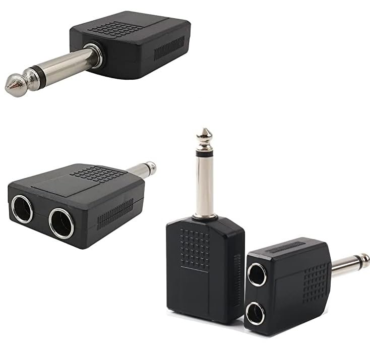 fdealz® [ 4 Pieces ] 6.35 mm Mono Audio Connector 1/4 inch Male Plug to 2x 6.35mm Female Jack Headphone Socket Microphone Y Splitter Converter-image-29