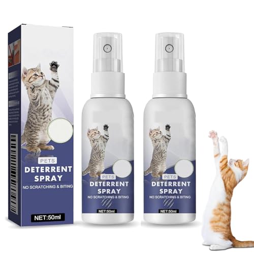Generico Spray AntiGraffio per Gatti, Spray Repellente per Gatti per Interni ed Esterni, impedisce ai Gatti di graffiare mobili, Piante, divani, tappeti, Tende, addestramento comportamentale (2pcs)