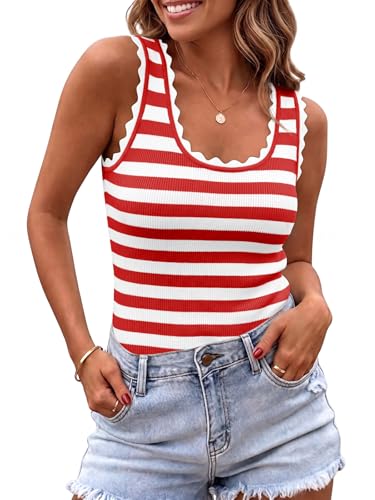 Image of Saodimallsu Womens Ribbed Knit Tank Top Summer Sleeveless Square Neck Casual Basic Slimming Sweater Vest Tops