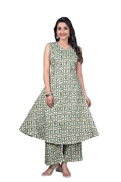 Women Rayon Printed Kurti Pair – Traditional Ethnic SetSleeveless khusboo-image-36