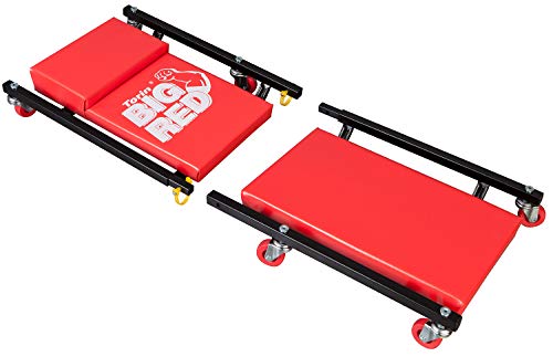 Image of BIG RED 2-Piece Rolling Garage /Shop Creeper: 36 inch Padded Mechanic Cart with Headrest and 6 Casters, Red
