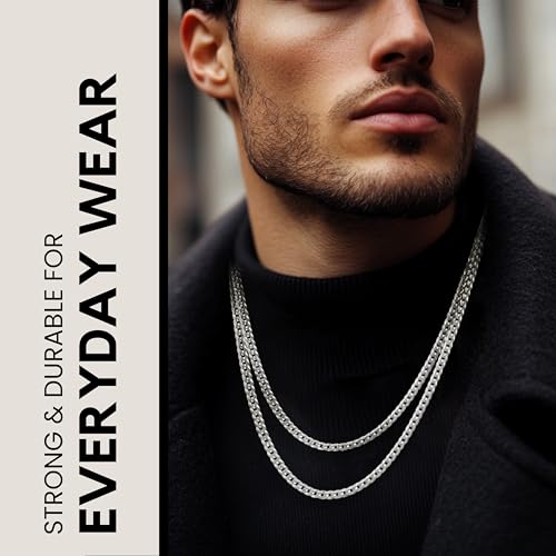 KISPER Mens Silver Chain Necklace - 925 Sterling Silver Necklace for Men, Solid Diamond-Cut Curb Cuban Link Chain, 5mm Italian Silver Chain with Lobster Clasp - Made in Italy4