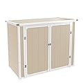 UDPATIO 41 Cu.Ft Horizontal Storage Shed Outdoor, Weatherproof Resin Storage Shed with Floor Thickened, Gas Spring, Lockable Doors for Trash Can Storage, Tools, Lawn Mower, for Patio, Sand
