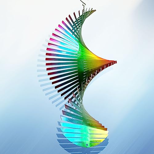 Aoedelyart Wind Spinner Rainbow Wave Wind Spinners for Yard and Garden,15in Hanging Kinetic Yard Art Wind Sculpture,3D Wind Spinners Outdoor & Indoor...