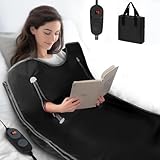 Infrared Sauna Blanket for Detoxification, Far Infrared Sauna for Home Detox Relaxation, Portable Sauna Infrared Blanket with Sleeves, 113-176℉, 30-60 Minutes Timer (Black) Image