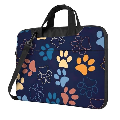 Bolsa para laptop con huellas de perro y correa ajustable para hombro
