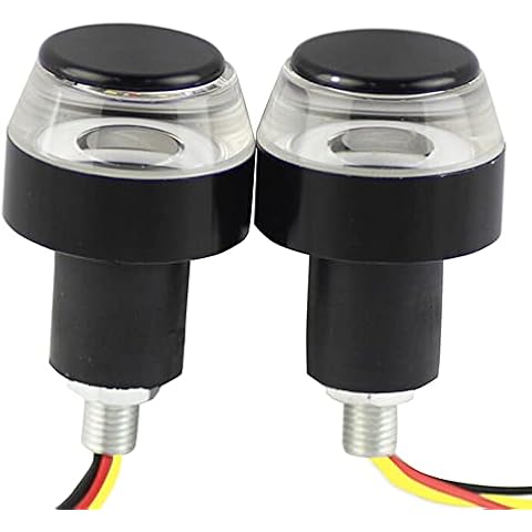 12V Motorcycle Turn Signal Lights, TOTMOX 2pcs LED Side Marker Lamps for Motorbike ATV Scooter Handlebar End, Universal ABS Grip Bar Blinkers Cover