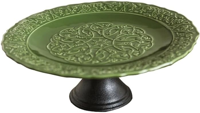 Embossed Ceramic Light Luxury High Legged Plate Afternoon Tea Snack Stand Dessert Fruit