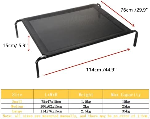 Raised Dog Bed Cooling Elevated Pet Bed with Washable Breathable Fabric Heavy Duty Coated Steel Frame,for Indoor or Outdoor Use,Large