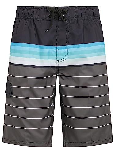 Kanu Surf Boys Playa Quick Dry UPF 50+ Beach Swim Trunks, Iconic Black/Charcoal, 10-12 US