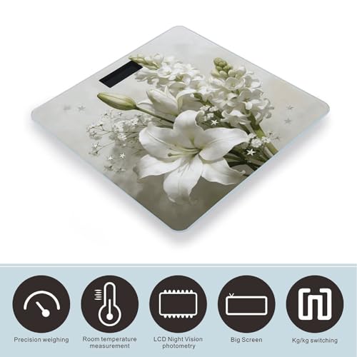 Báscula digital de baño Flower Set blanca, hasta 180 kg miniatura 3