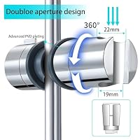 Joyoldelf Universal Handbrause Halterung, verstellbar Duschhalterung, 360° drehbar Brausehalter für Slide Bar 16-19 mm Außen Durchmesser, ABS Grade Kunststoff, Verchromt – Ansicht 2